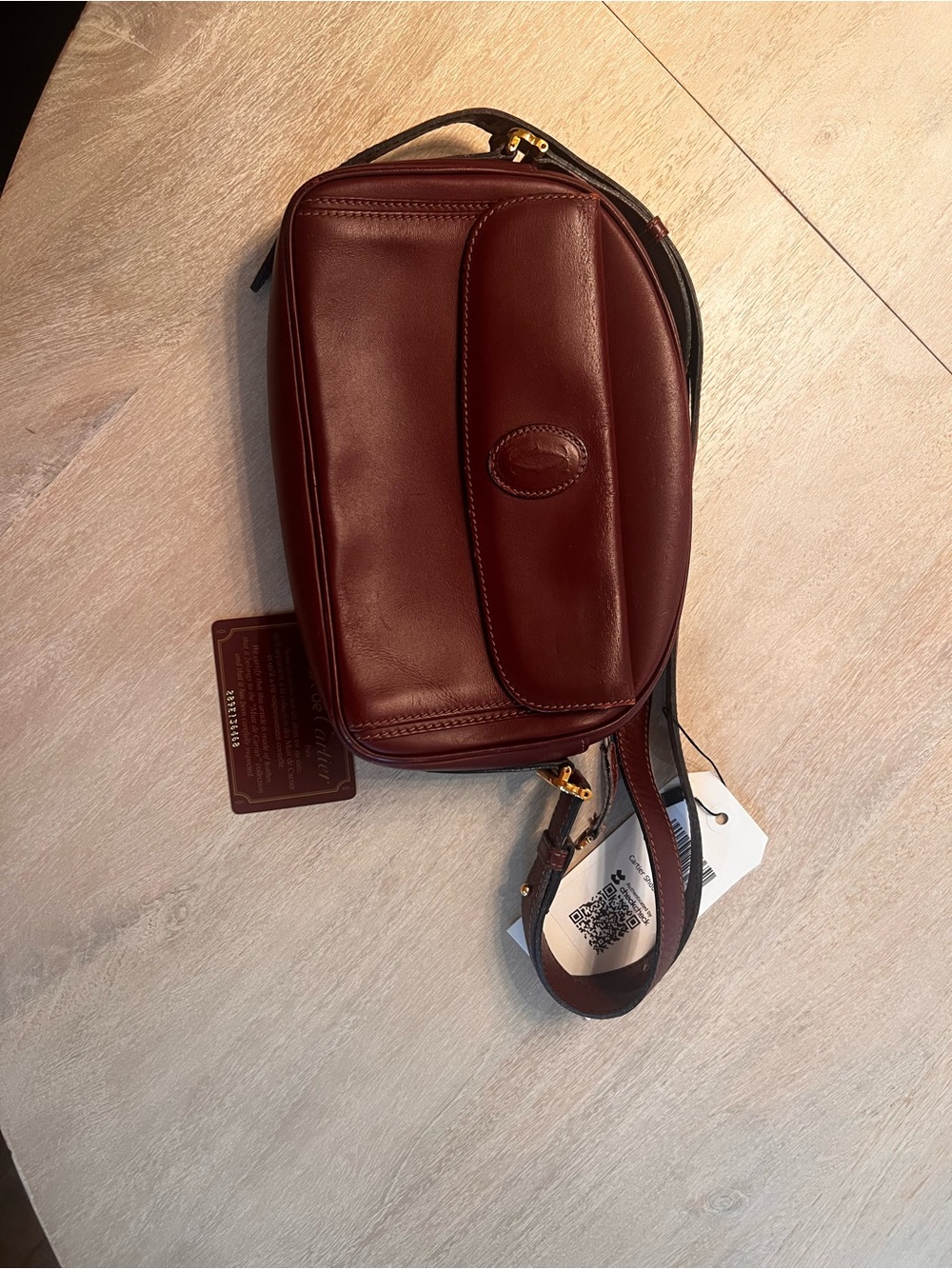 Beautiful Vintage Cartier  Leather Crossbody Bag - Burgundy
